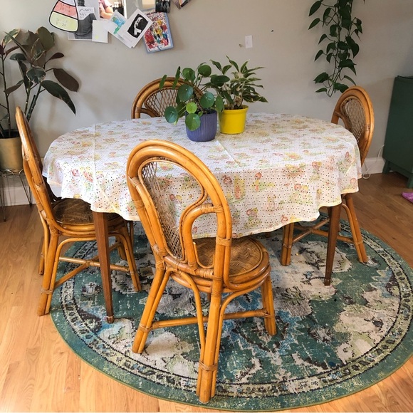 Vintage 70’s table cloth eyelet 72” sheer cartoon girl country kitsch 0263 - Picture 2 of 9